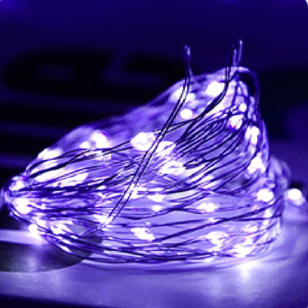 Purple Bright Copper Wire Battery Operated Waterproof Lights Christmas Decorations