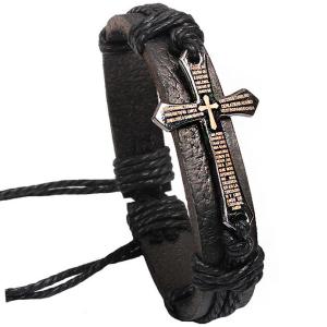 China Scripture Cross Bracelet metal jewelry leather bracelet hot models on sale