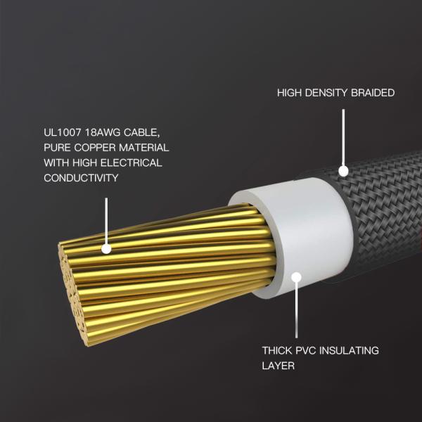 18 AWG 30CM 90 degree 360 degree sleeved braided nylon electric custom male to female extension cord ash Support customization