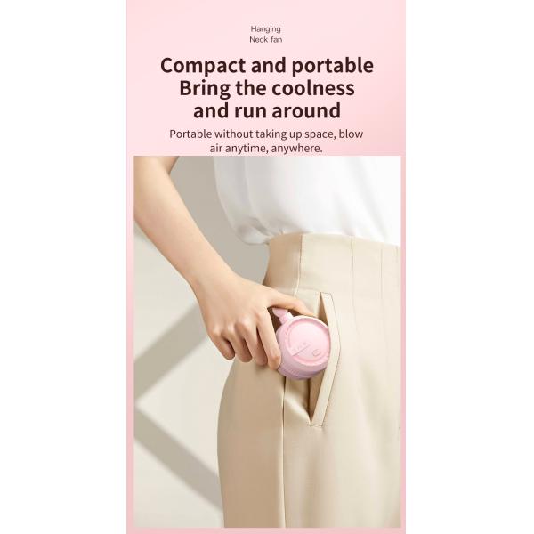 Lazy USB Charging Bladeless Neck Hanging Small Fan for DC5V Power Supply and Battery