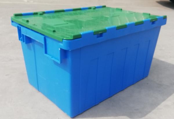 Customization 35kg Loading Plastic Tote Box Attached Lid Container Stacking
