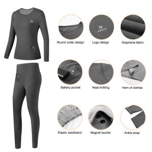 Female Electric Heating Base Layer Heated Thermal Underwear Suit for Winter