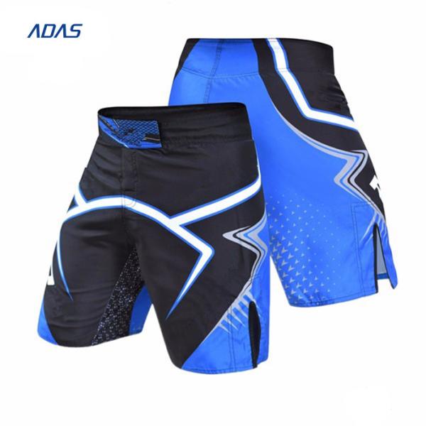 Flocking Embroidery Spandex Polyester Shorts MMA Sublimated black Custom
