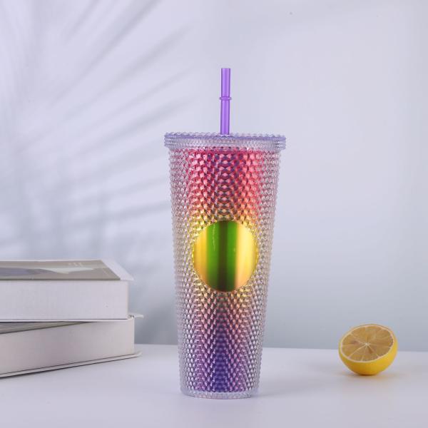 Holiday Icy Lilac Bling Studded Plastic Cold Cup Tumbler 24oz