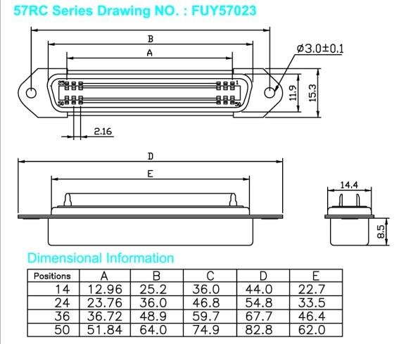 14 24 36 50Pin DDK Centronic Easy Type Solder Receptacle Connector female type Certified UL