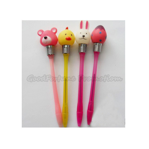 Hot Sale Creative Promotional printed logo led light cartoon animal ballpoint