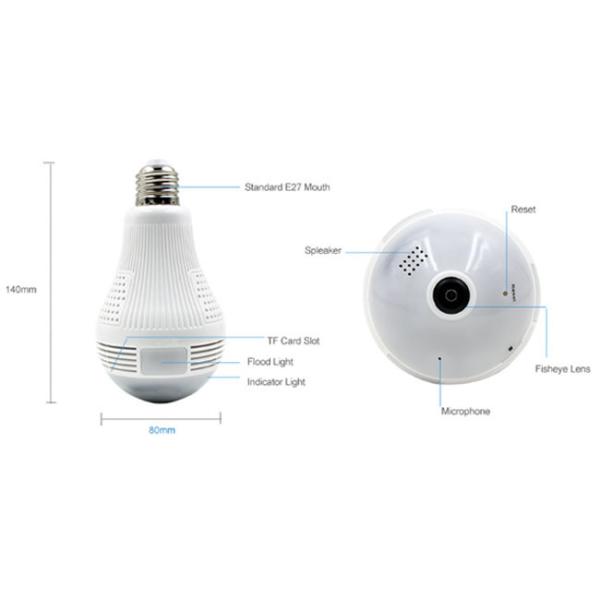 1080P Mini Hidden Bulb CCTV Camera 2MP , Fisheye Lens Security Camera 128G TF Card