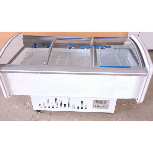 Self - Service 3 Sliding Glasses Door Open Display Chiller Frozen For Meat / Ice