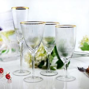 Quality Gold Edge Clear Wine Champagne Water Glasses Party Personalised Wedding Glassware for sale