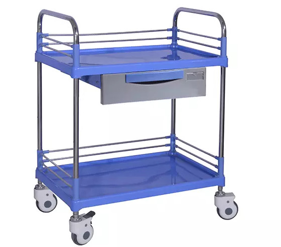 Blue Medical Instrument Trolley Hospital Injection Dressing / Drug Delivery