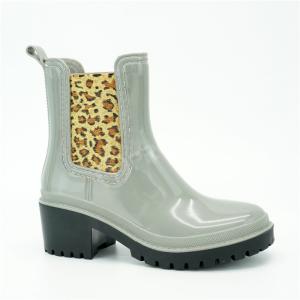 Women High Heel 42EU PVC Rain Boots With Leopard Printed