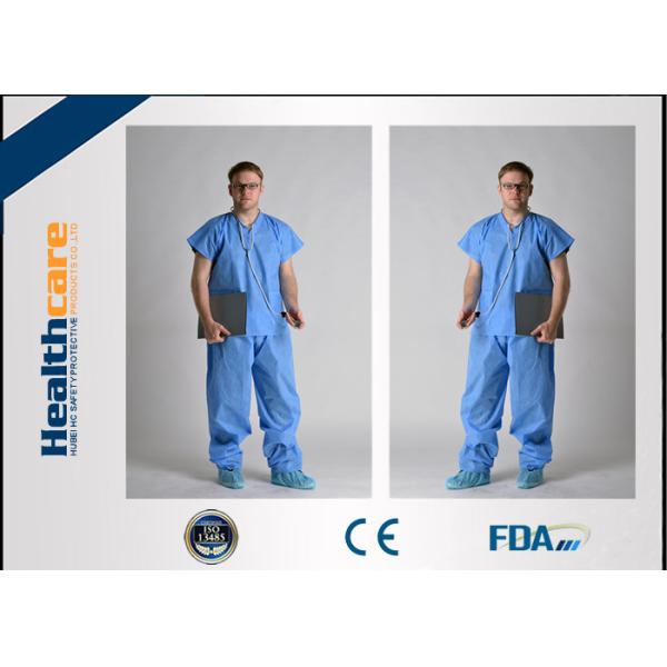 Buy Children Disposable Scrub Suits Blue/Dark Blue Nonwoven For Cleaning Room at wholesale prices