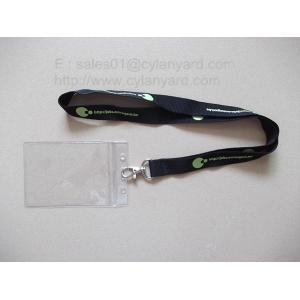 Small wholesale custom polyester neck ribbon with plastic badge pouch,