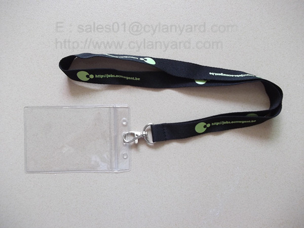Buy Small wholesale custom polyester neck ribbon with plastic badge pouch, at wholesale prices