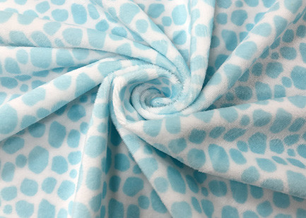 Buy 210GSM 100% Polyester Velvet Fabric Fleece Material Blue Leopard Print at wholesale prices