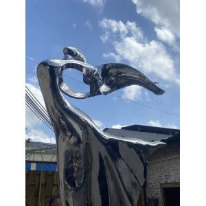Outdoor garden courtyard decorated with stainless steel abstract sculpture