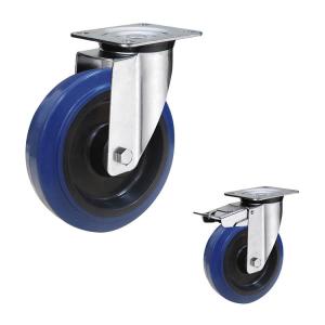 Customizable Bolt Hole Swivel Soft Rubber Caster Wheels 200mm Size