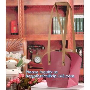 flower carrier bag cheap brown paper flower bag handle bag,Portable Bouquet
