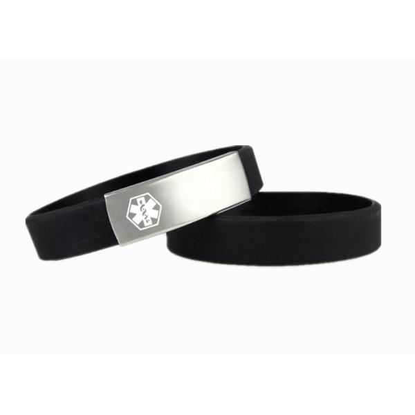 Slim Custom ID Wristbands , Silicone Medical ID Bands With Etched / Filled Color