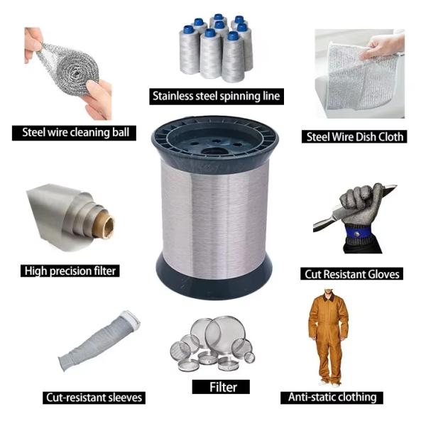 Cut Resistant Stainless Steel Filament 0.025mm-0.08mm Wire Diameter