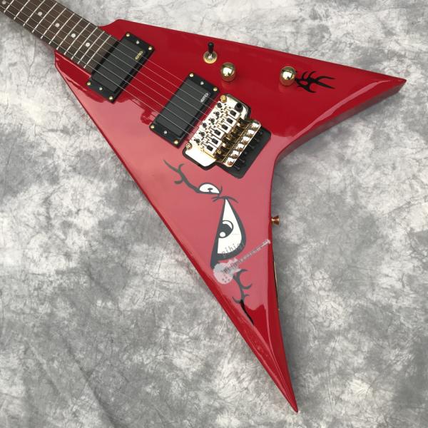 Custom Electric Guitar in Red New Double Shake Printed Bird's Eye Gold Hardware Customizable Logo