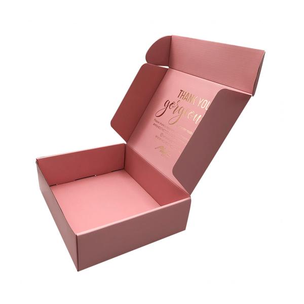 Customizable Pink Gold Hot Stamp Logo Clothes Cardboard Mail Box Cardboard Packaging Boxes