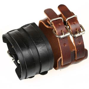 Cowhide shuangkou male bracelet with leather bracelet