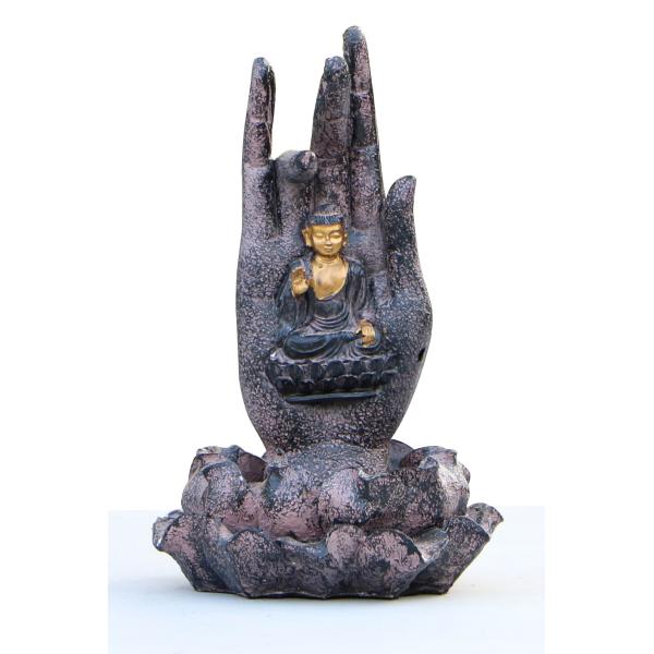 Small Polyesin Lord Buddha Statue Water Fountain , Buddha Seated On Lotus
