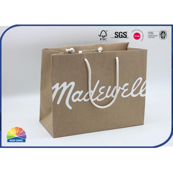 Matte White Logo Kraft Paper Bag Silk Screen Print Large Bag for Apparel with