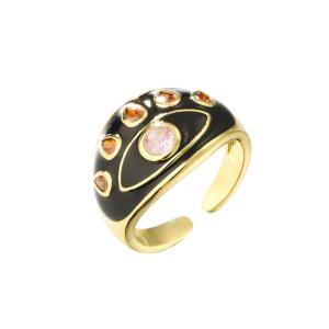 Resizable Dripping Oil Ring Micro Enamel Zircon Evil Eye Ring