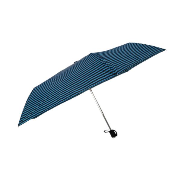 Blue Canopy Small Auto Open Close Umbrella Windproof With 6 Panels Black Handle