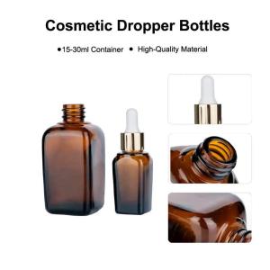 40ml Transparent Cosmetic Dropper Bottles Brown Glass Dropper Bottles Customized