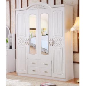 White Antique Style MDF material Wardrobe With Trouser Rack Multi Door Optional
