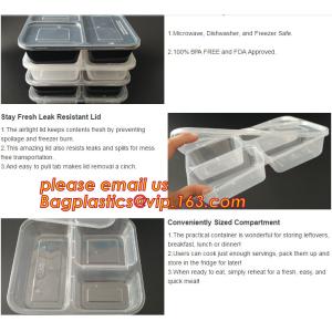 Airtight leakproof microwave custom rectangle plastic meal compartment bento