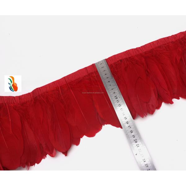Party Essential 1 Yard Dyed Goose Nagoire Feather Fringe Trimming with Satin Ribbon Tape
