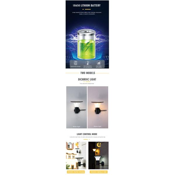 230LM SMD2835 LED Wall Mounted Solar Light For Courtyard Garden