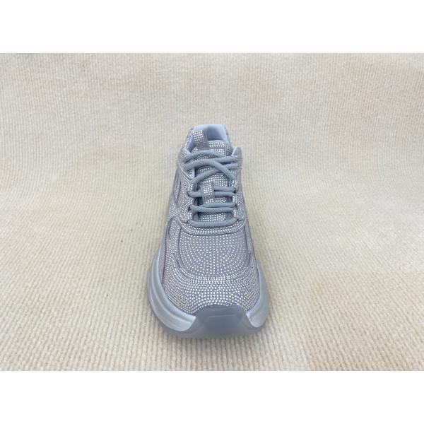 Women fashion sport shoes with bling rhinestone breathable upper grey black