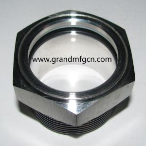 Male BSP G1 1/2 SS304 stainless steel glass oil level sight plug with locking nut food equipment glass sight viewport
