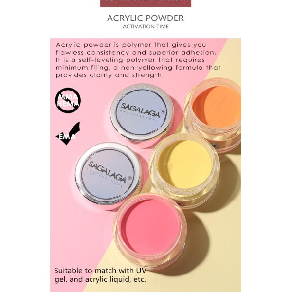 Beauty Nail 3D French Manicure SAGALAGA Clear Acrylic Powder for Acrylic Nail Extension in Transparent Formula