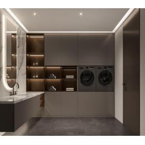 Dual Functional Meridian Gray Custom Laundry Room Cabinets With Quartz