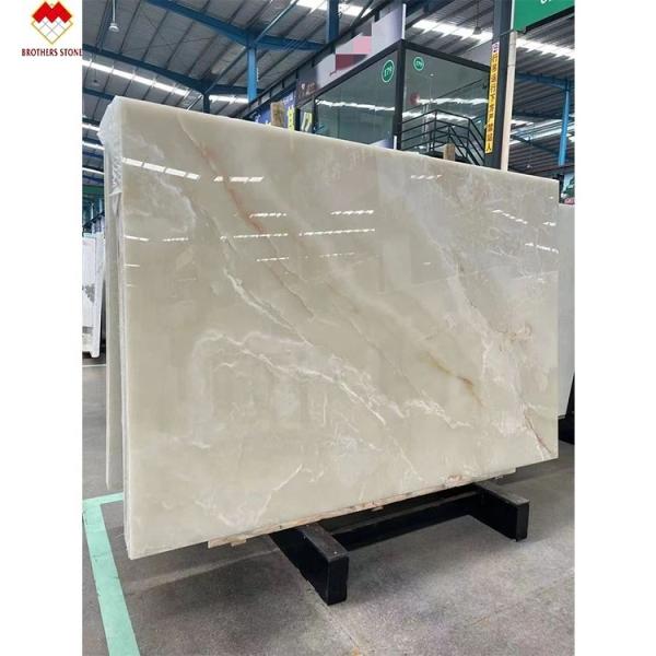 Buy Backlit Royal White Onyx Marble Slab for Customizable Table Countertop and Wall Panel at wholesale prices