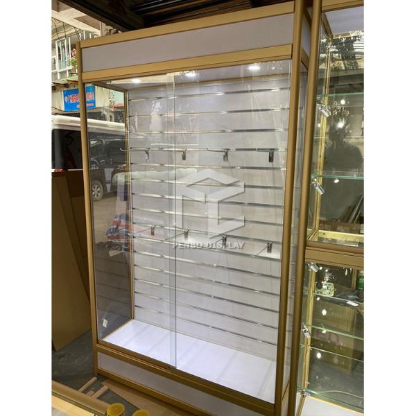 Buy T4 LED Lockable Glass Showcase Cabinet 1200*400mm Aluminum Frame at wholesale prices