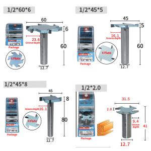 4Flute To 6Flute Tideway Router Bits 6.35mm T Slot Router Bits For Woodworking