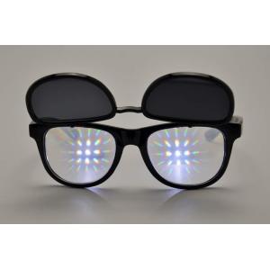 Plastic Double Diffraction Glasses , Flip Up Sunglasses For Festival