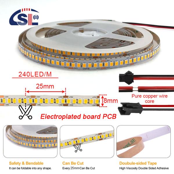 12v24v 240leds 8mm 3000K Warm White SMD2835 Led Strip Light with 50000 Hours Lifespan
