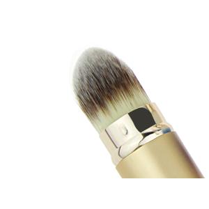 Middle Length Nylon Hair Retractable Powder Brush With Gold Handle