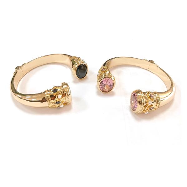 Plating Brass Bangle Bracelets Cuff Jewelry Garnet Stones Silver Jewelry Glitter CZ