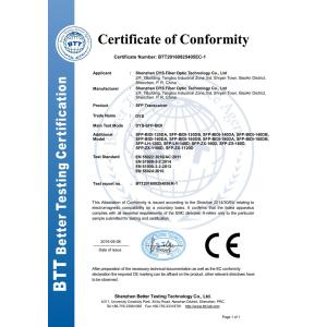 SHENZHEN DYS FIBER OPTIC TECHNOLOGY CO.,LTD Certifications