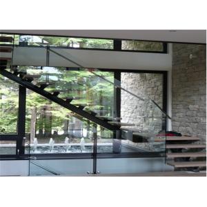Safety Internal Modern Straight Staircase , Wood And Glass Staircase Designs