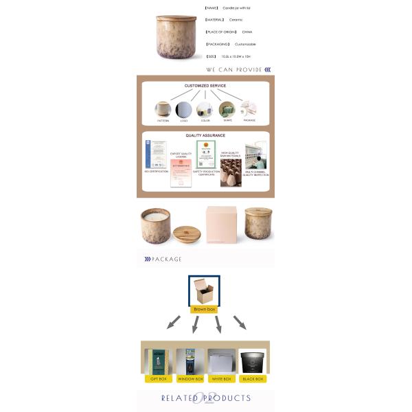 Vintage Fancy Ceramic Candle Containers With Wooden Lids Cylinder Shape